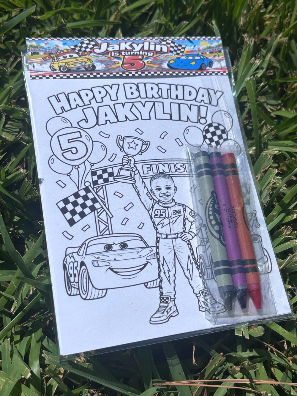 Birthday Coloring Activity Pack for Kids - Racing Theme - Multicolor